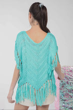 Load image into Gallery viewer, Turquoise Crochet Fringe Top
