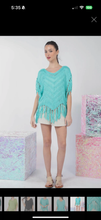 Load image into Gallery viewer, Turquoise Crochet Fringe Top
