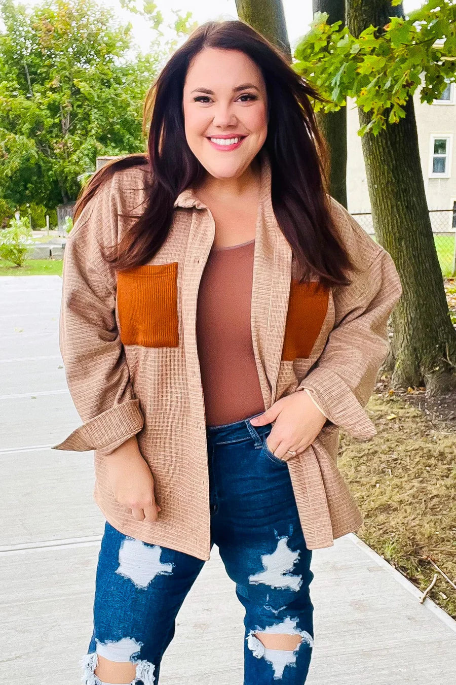 Start Your Day Rust/Plaid Shacket