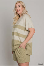 Load image into Gallery viewer, Olive Stripe Short Set
