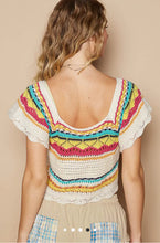 Load image into Gallery viewer, Cream/Multi Crochet Top
