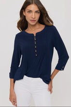 Load image into Gallery viewer, Navy Roll Tab Sleeve Tunic
