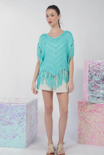 Load image into Gallery viewer, Turquoise Crochet Fringe Top
