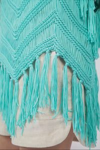 Turquoise Crochet Fringe Top