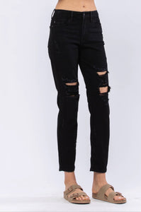 Judy Blue Black Destructed Boyfriend Jeans