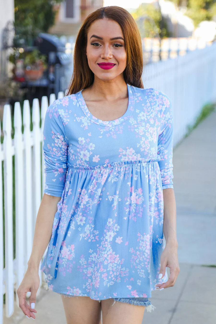 Baby Blue Floral Top