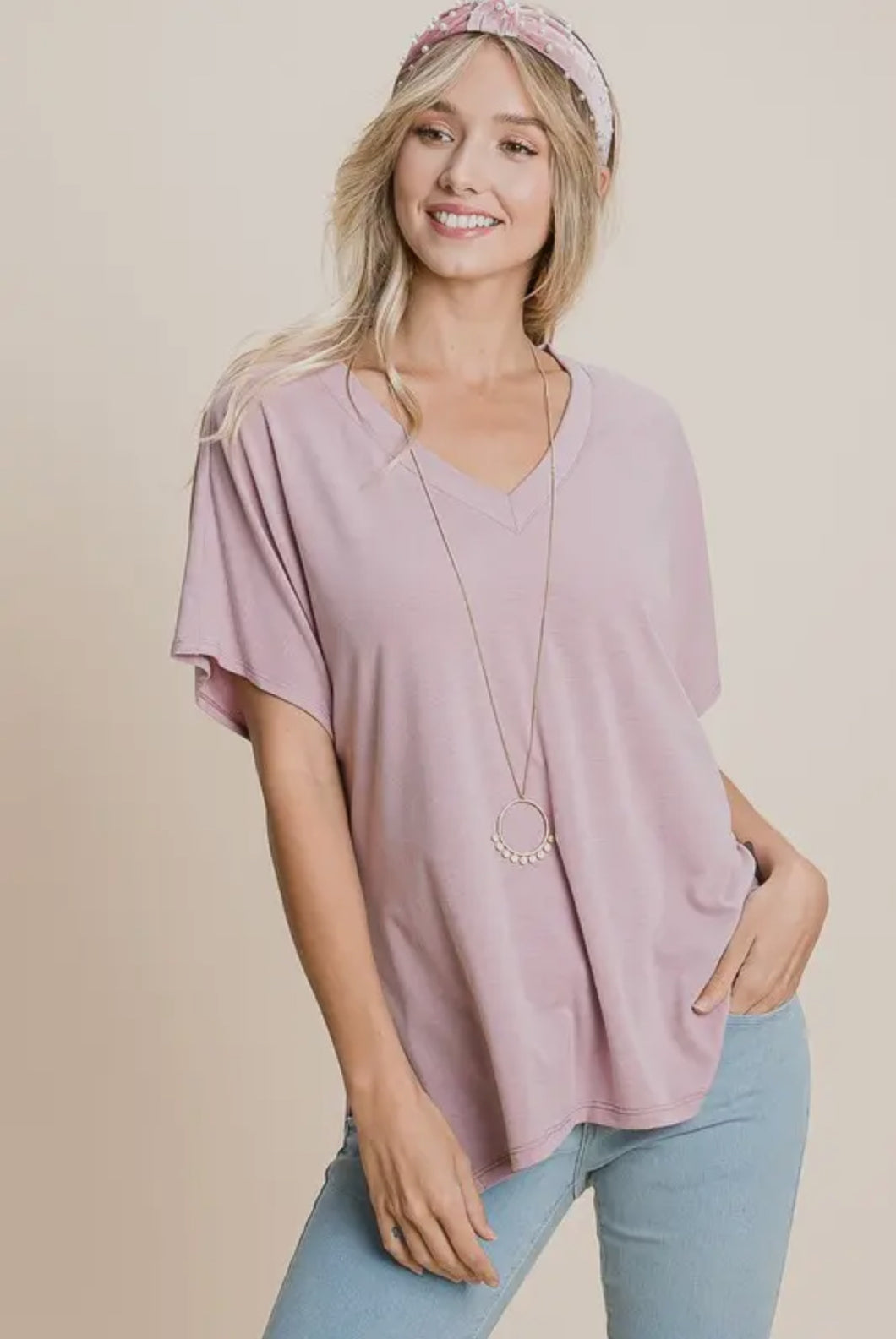 Mauve V-Neck Top