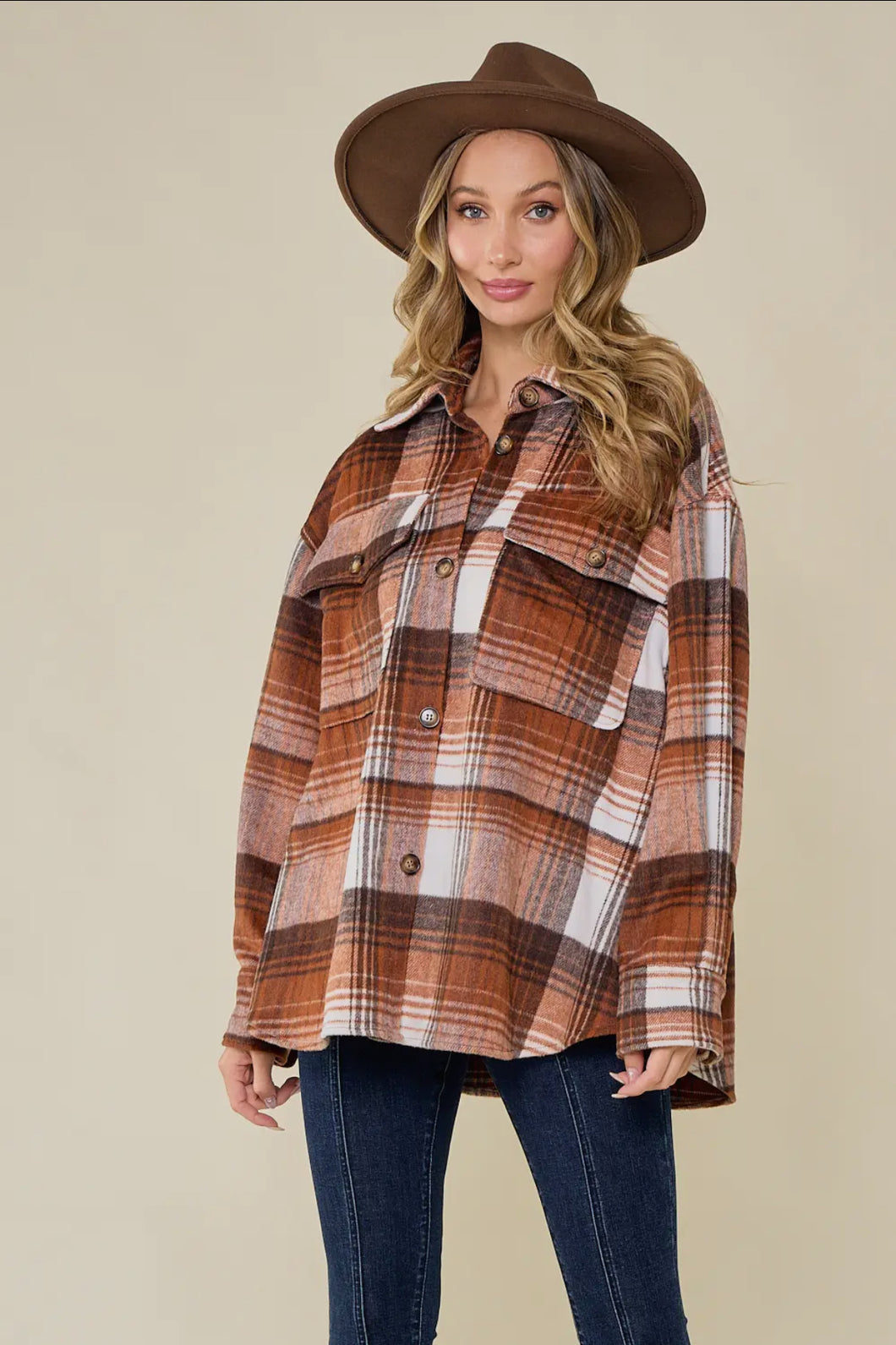 Heavyweight Rust Plaid Shacket