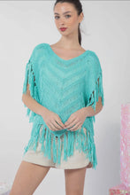 Load image into Gallery viewer, Turquoise Crochet Fringe Top
