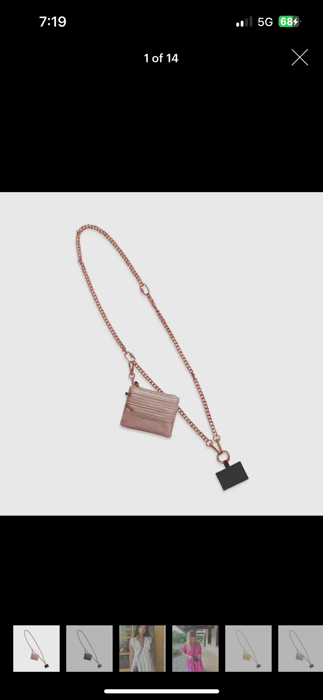 Clip N Go Rose Gold Chain Crossbody Phone Accessory