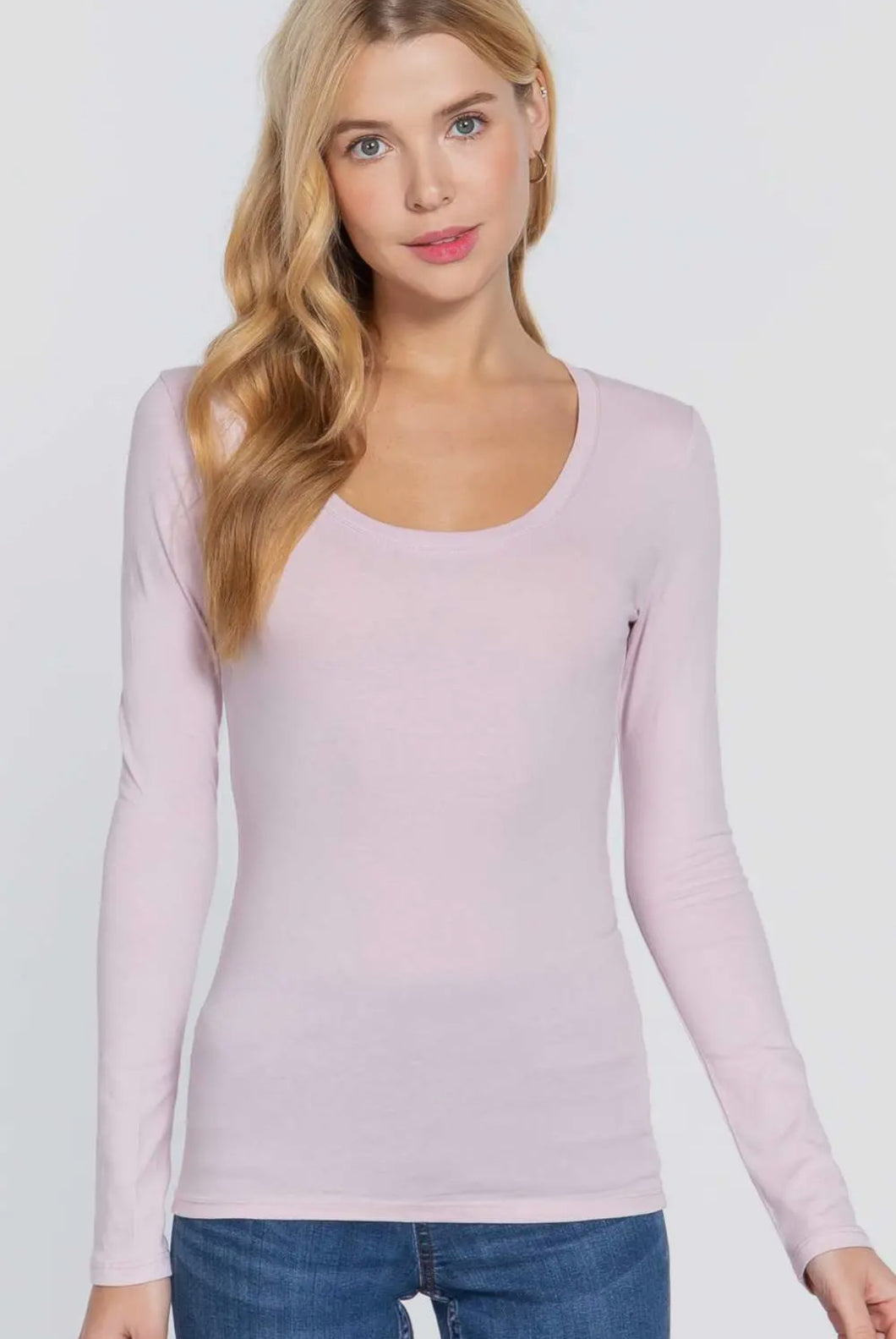 Long Sleeve Water Lilac Basic Top