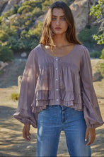 Load image into Gallery viewer, Vintage Mauve Ruffle Top
