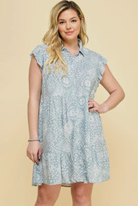 Paisley Tiered Ruffle Shirt Dress