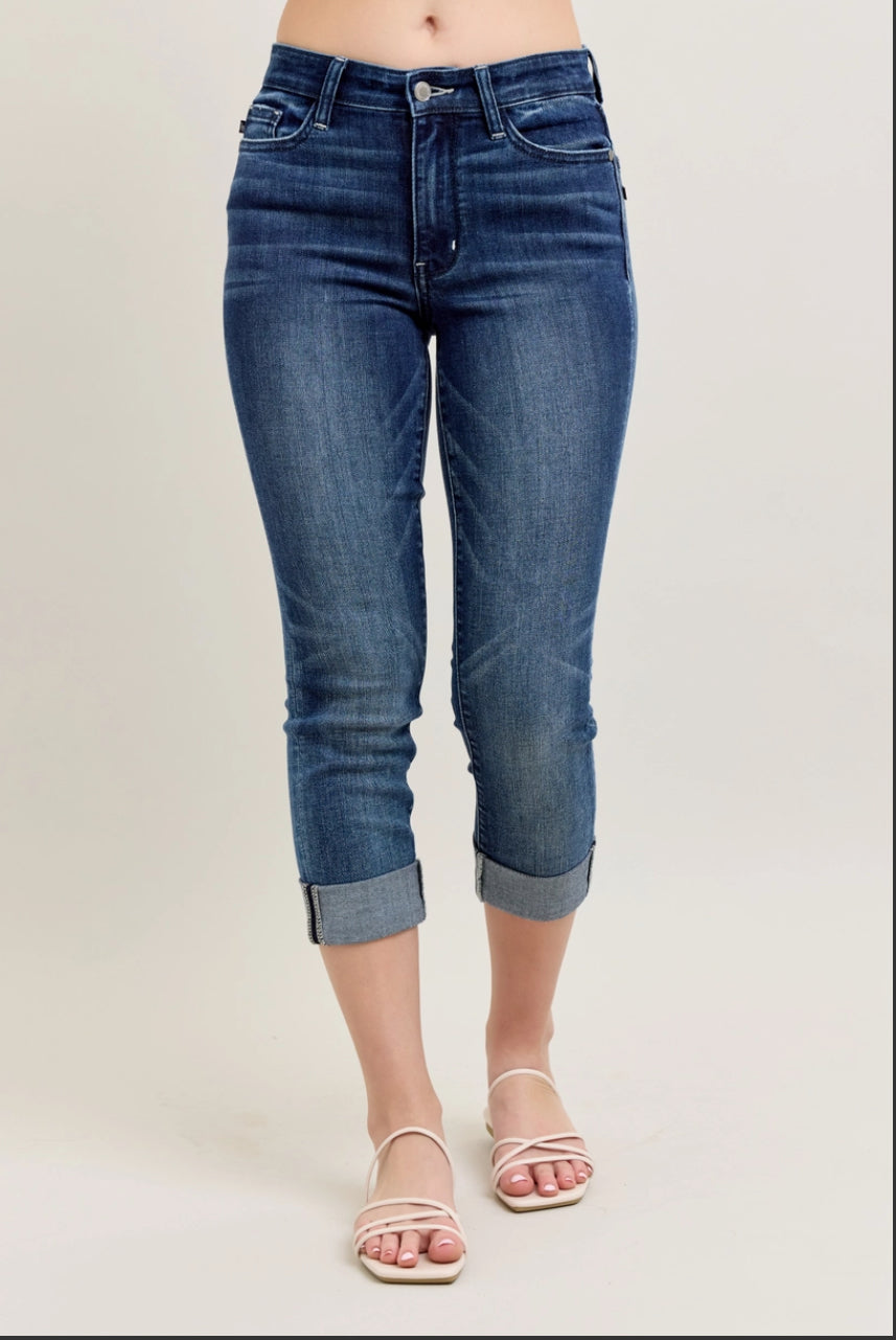 Judy Blue Dark Cuffed Capris