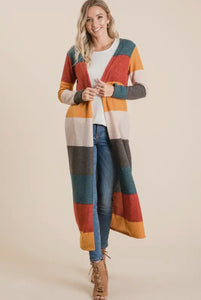 Color Block Long Cardigan