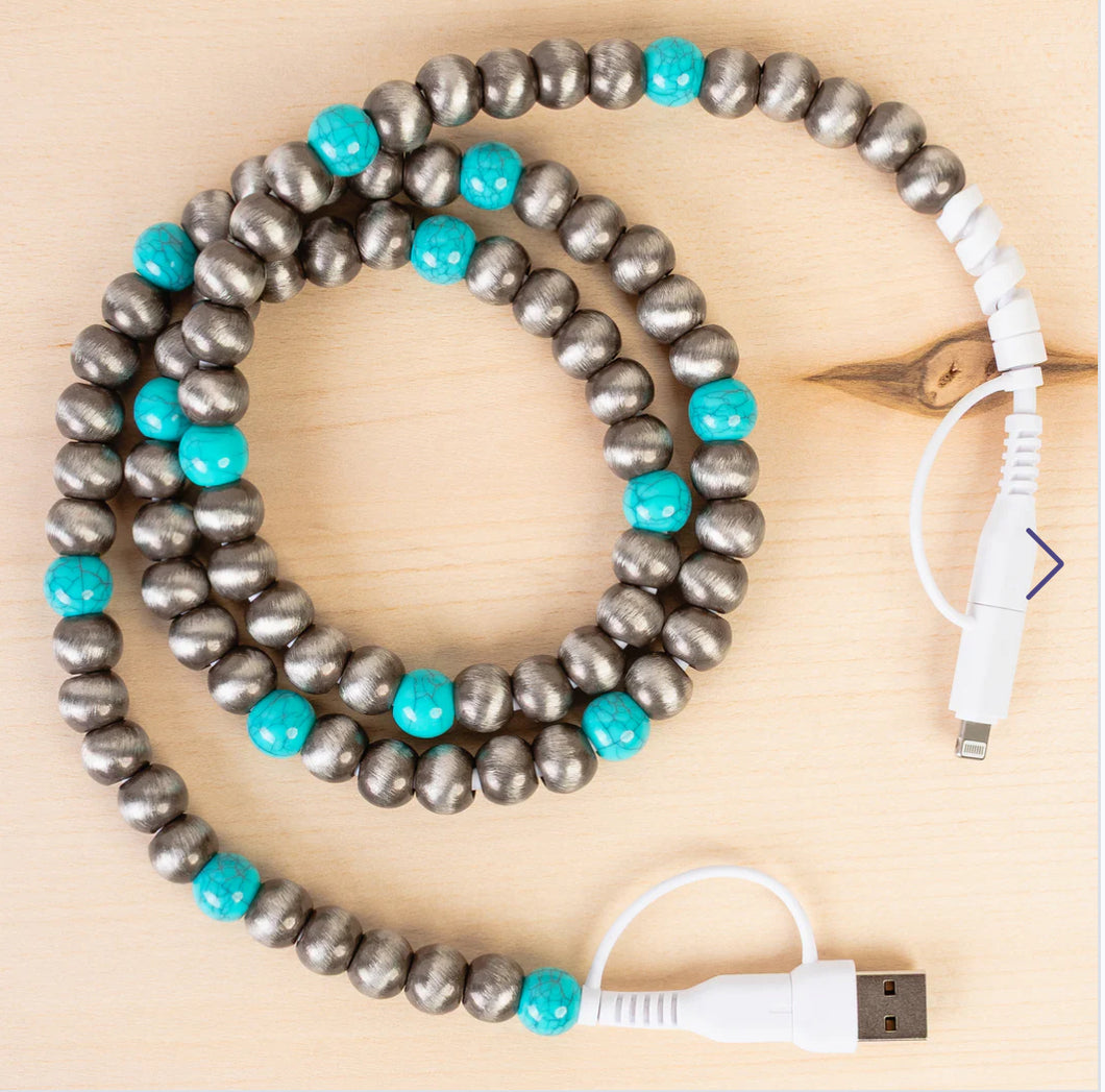 Turquoise/Silver 4 in 1 Charging Cable