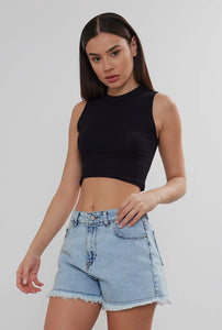 Crew Neck Cotton Cropped Tank