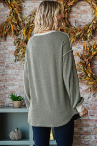 Plus Olive Ribbed Top