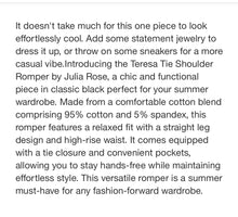 Load image into Gallery viewer, The Teresa Tie Romper by Julia Rose
