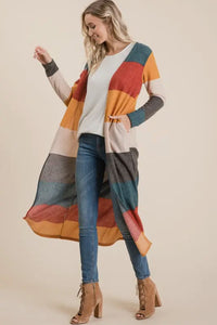 Color Block Long Cardigan