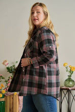 Load image into Gallery viewer, Plus Pink Plaid Flannel Shirt
