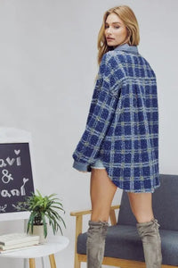 Blue Plaid Button Down Jacket