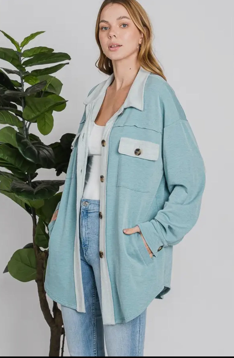 Teal Knit Shacket