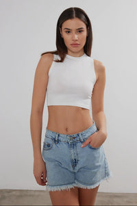 Crew Neck Cotton Cropped Tank
