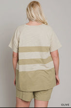 Load image into Gallery viewer, Olive Stripe Short Set
