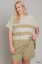 Load image into Gallery viewer, Olive Stripe Short Set
