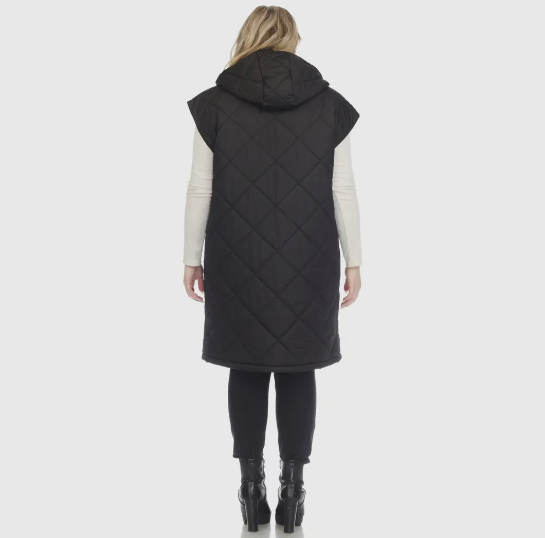 Plus Size Quilted Long Puffer Vest