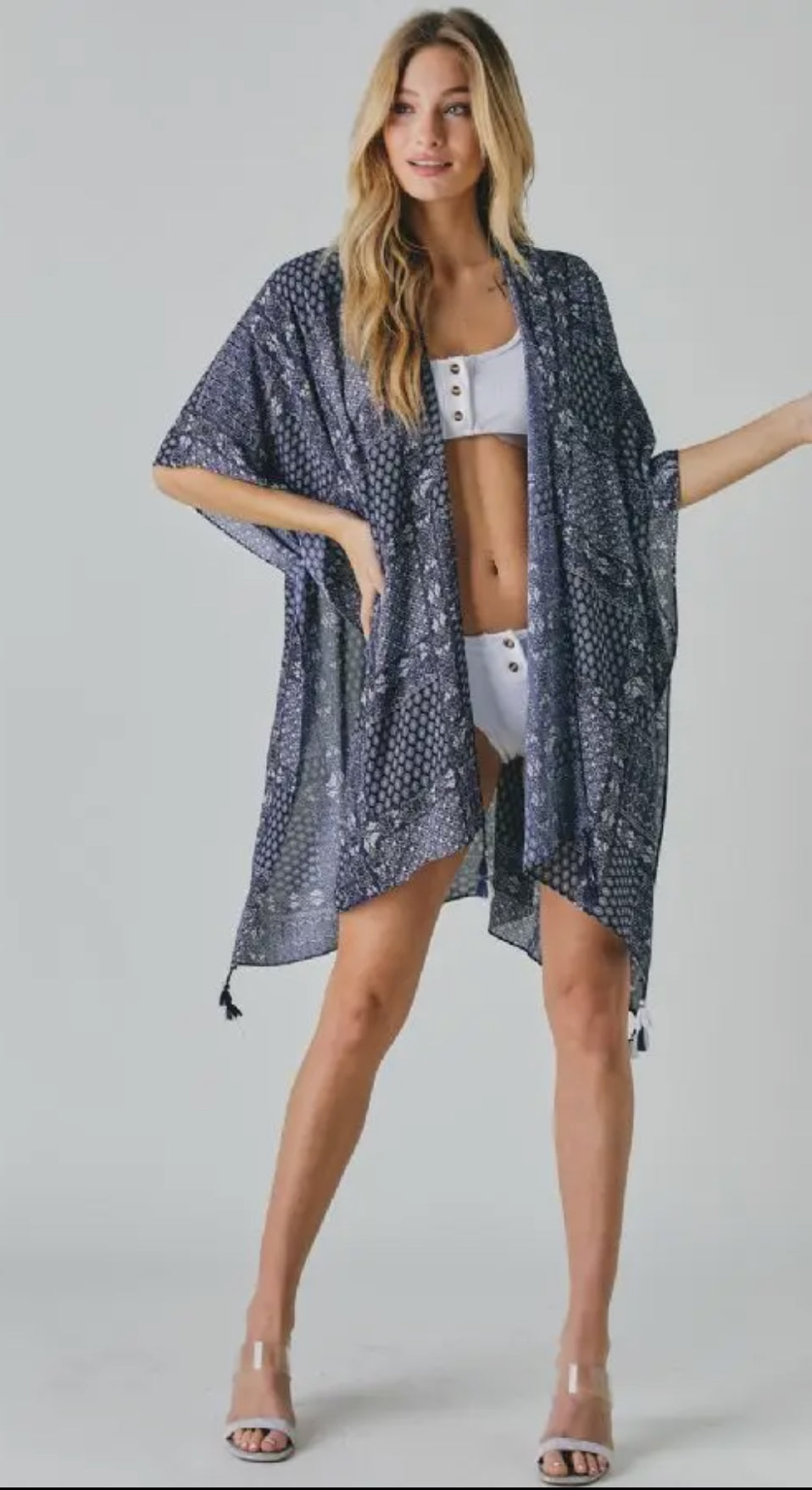 Navy & White Kimono