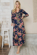 Load image into Gallery viewer, Navy Floral Wrap Maxi Dress
